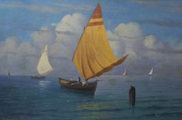 S. Congnamigliooil on canvas boardFishing boats at seasigned38 x 88cm