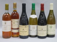 Four assorted white wines including Rieussec, Sauternes, 1978 and Chateau Doisy Daene, 1982 and