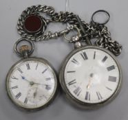 A George IV silver pair cased keywind verge pocket watch by William Atwood, Lewes,(a.f.), on a