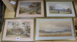 A Victorian sketch book of watercolours, and four framed watercolours, all by Eliza Westlake 14 x