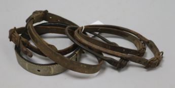 A Victorian inscribed dog collar and other collars