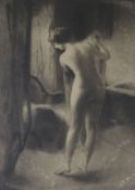 Armand Berton (1854-1917)etching with aquatintNude woman before a cheval mirrorsigned in pencil,