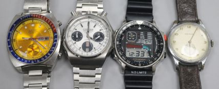 Four gentleman's wrist watches including two Citizen, a Seiko and a Normana.