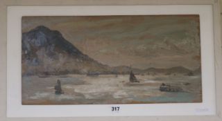 E. Sinclairoil on boardHong Kong Harbour 1957inscribed verso25.5 x 50cm