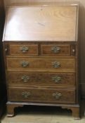 An inlaid bureau, H.97cm