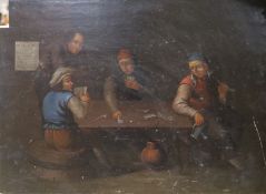 After Teniersoil on oak panelCard players around a table28 x 39cm, unframed