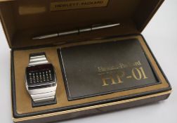 A gentleman's boxed stainless steel Hewlett Packard HP01 wrist watch.