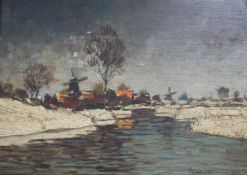 Heinz Mindermann (1872-1959)oil on wooden panelWinter landscapesigned25 x 35cm