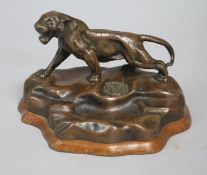 A bronze tiger ashtray