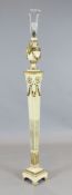 An Italian late 18th century style ivory painted and parcel gilt square tapering pedestal, H.175cm