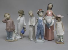 Three Lladro and three Nao figures