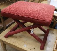 An X-frame upholstered stool, W.64cm