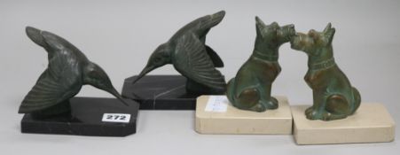 Two pairs of Art Deco bookends