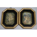 After William Blake,pair of hand coloured verre eglomise framed prints10 x 6.5cm
