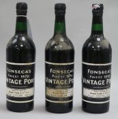 Three bottles of Fonseca Vintage 1970 port