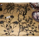 Four Chinese wrought iron models of foliage