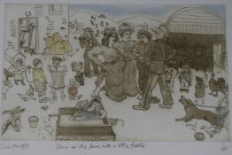 Chris Orretching and aquatint'Down on the Farm with a little fiddle'signed in pencil and dated 1971,