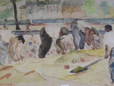 Reginald Gammon (1894-1997)watercolourWorkman laying paving slabssigned39.5 x 52.5cm