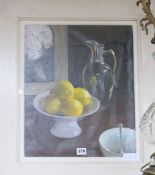 Helmeoil on canvasStill life of lemons and a claret jugsigned45 x 36cm