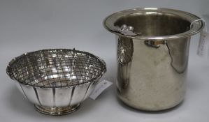 A French plated ware cooler and a plated bowl