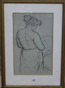 Clifford Hall (1904-1973)charcoal sketchStudy of a standing womandated 195119 x 12in.