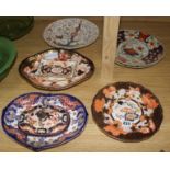 A collection of Crown Derby Imari pattern plates