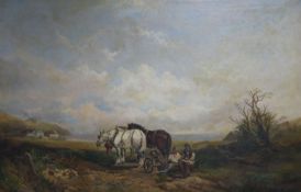Joseph Horler (1809-1887)oil on canvasPloughman resting in a coastal landscapesigned80 x 121cm