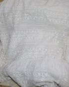 A 19th century white worked christening gown, another trimmed with Irish crochet, shawl etc