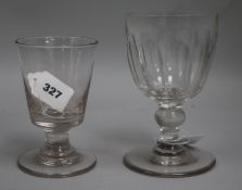 A Regency rummer, with half fluted bowl and an 18th century ale glass with bucket bowl, 6.25in.