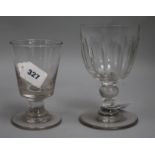 A Regency rummer, with half fluted bowl and an 18th century ale glass with bucket bowl, 6.25in.