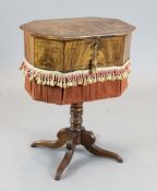 A Regency ebony strung mahogany work table, H.73cm