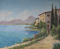 Italian Schooloil on canvasMediterranean coastal landscapeindistinctly signed J. Kyintra50 x 60cm