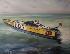 Dion Pears (1929-1985)oil on canvasPower boat "Avenger" at seasigned70 x 91cm