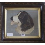 Late 19th century Japanesesilk drawn thread embroideryHead of a dog24 x 29cm