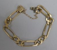 An Italian Uno A Erre 9ct gold curb link bracelet, 21.8 grams.