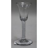 A cordial glass, c.1760, with bell bowl, double series opaque twist stem, 6in.