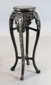 A late 19th century Chinese hardwood and mother of pearl inlaid stand, H.90cm