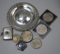 A George IV Scottish silver dish, George McHattie Edinburgh, 1823, a Victorian silver vesta with
