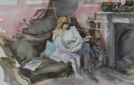 Phyllis Ethel Ginger (1907-2005)watercolour'Reading a Story No. II'signed31 x 49cm
