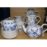 A Meissen Onion pattern tea and coffee set for eight persons