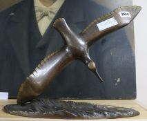 Ruchot. A small bronze seabird, signed