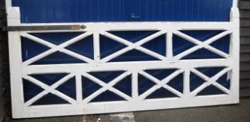 A white painted drive entrance/garden gate, English c.1880 in the Chinese Chippendale style