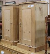 A pair of pine bedside cabinets, H.67cm