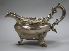 A Victorian silver sauceboat with cast acanthus scrolling, London 1840, Edward, Edward Junior,