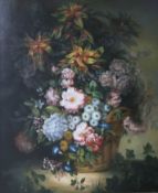 Flemish Schooloil on panelStill life of flowers in a basket59 x 49cm