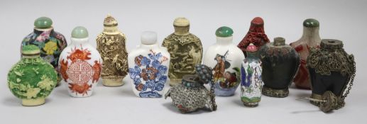 A collection of twelve 20th century Chinese snuff bottles