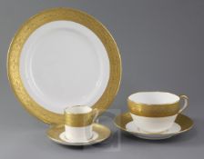 A Spode Copeland's China eighty piece gilt and white tea, dinner and coffee service, pattern no.