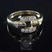 A Cartier gold and diamond ring, with central rectangular motif, numbered 288751 53, signed, with