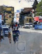 § Ken Howard (1932-)oil on canvasboardItalian street scenesigned9.75 x 7.5in.