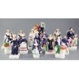 A collection of fifteen Staffordshire pottery figures of the Royal family, mid 19th century,